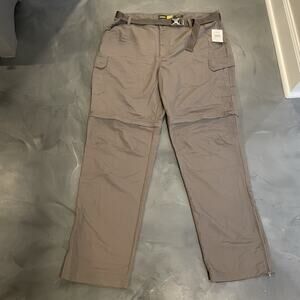 Cabela’s Convertible Cargo Pants Men 42x36 Belted Classic Fit Ankle Zip Gray